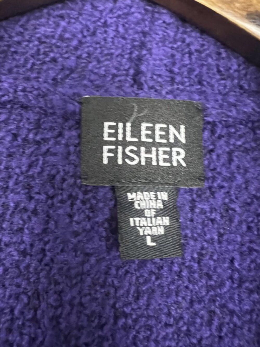 Eileen Fisher merino wool cashmere blend purple boucle knit cardigan sweater L - Picture 4 of 6